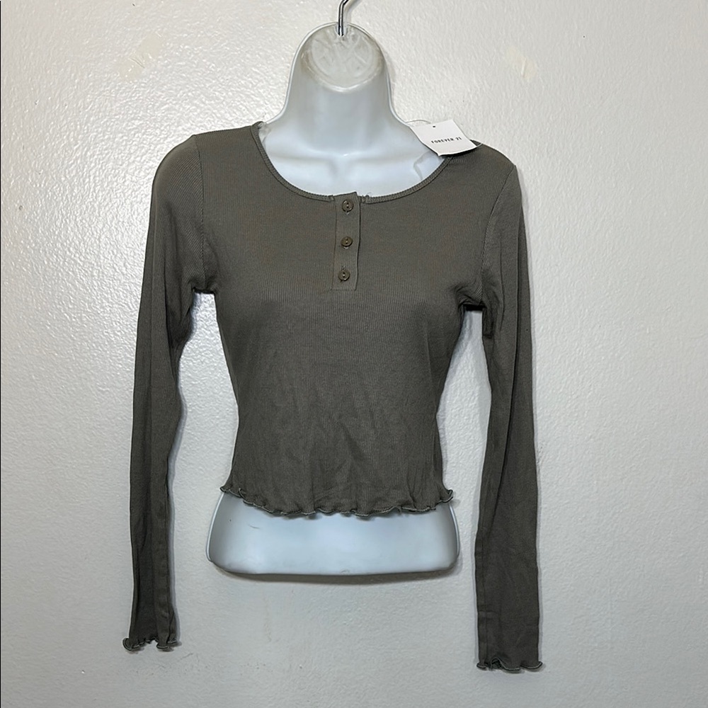 Forever 21 Green Fitted Polo Blouse